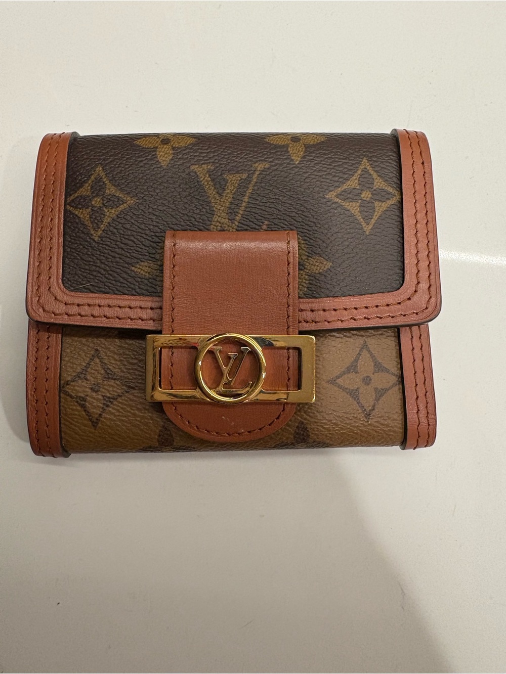 Authentic Louis Vuitton Monogram Trifold Wallet Brown and Tan with Gold Hardware - Picture 3 of 3